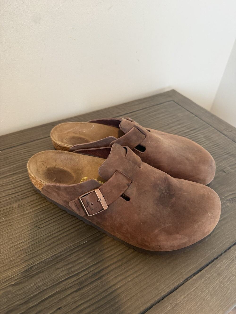 Birkenstock Boston Brown Leather Buckle Slip-On Clog 43 US Men 10 10.5